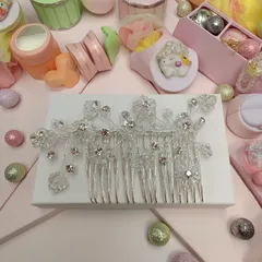 ●飾りヘアコーム ② ヘアアクセ ビーズ  石付き  フラワー モチーフ かわいい おしゃれ アレンジ