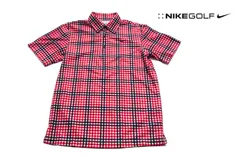 【中古】ナイキゴルフ｜Nike｜チェック柄半袖ポロシャツ｜ドライフィット｜M
