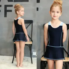 ☆ ブルー ☆ 150cm ☆ スクール水着 女の子 skl1621 スクール水着 女の子 ワンピース オールインワン 刺繍ステッチ スカート ショートパンツ 一体型 キッズ 水着 一体型 ワンピース型水着 ネームタグ 紛失防止 伸縮性 裏地付き 裏地