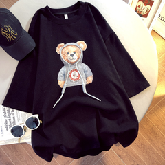 Tシャツ 半袖 プリント くま イラスト ゆったり レディース [1038]