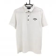 キャロウェイ 半袖ポロシャツ 白 ロゴ総柄 胸ロゴネイビー メンズ LL ゴルフウェア 2023年モデル Callaway