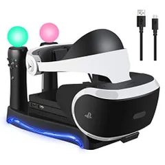 VR多機能スタンド PS Moveコントローラ*2 充電 VRコネクタ VRヘッドセット VRコネクタ二代PSVR 2（CUH-ZVR2）とPS3 MOVE/PS4 MOVEに対応 収納 省スペース 最新型 PS4スタンド PSVRヘッドセットスタンド