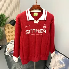 h 学院風 ツイストテクスチャー ポロカラー ニットセーター ユニセックス 秋冬 長袖 カップルコーデ