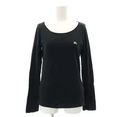 バーバリーブルーレーベル BURBERRY BLUE LABEL ノバチェック ロゴ刺繍 長袖カットソー プルオーバー 38 M 黒 ブラック /SY ■OS