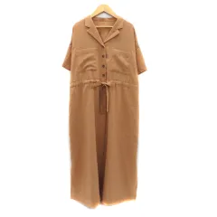 ナノユニバース nano universe シャツワンピース ロング丈 マキシ丈 半袖 オープンカラー 38 M ブラウン /YK35