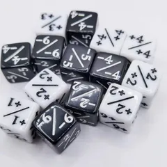 【人気商品】トークンダイス ロイヤルティダイス D6 のダイスカウンター ダイス ホワイト+1／+1及びブラック-1／-1 マジック MTG CCG カードゲームアクセサリーと互換性があります 24個
