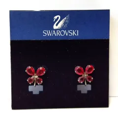 スワロフスキー SWAROVSKI 蝶モチーフ イヤリング レッド【中古】