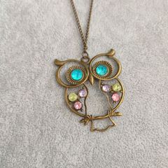 ペンダントトップ 大きめ 大ぶり ペンダント ロング ネックレス カジュアル ロングネックレス フクロウ レディース 錆びない つけっぱなし 可愛い おしゃれ かわいい シンプル