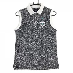 パーリーゲイツ ノースリーブポロシャツ ネイビー×白 ドット ロゴワッペン レディース 2(L) ゴルフウェア PEARLY GATES