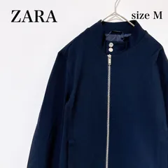 【美品】 ZARA ザラ アウター ジャケット フルジップ 無地 ネイビー M 古着 匿名配送 送料無料 レディース メンズ  【j3-236】