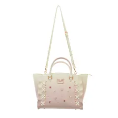 【SamanthaVega】レースアップハートビジューグラデーションフラッタ―2WAYトートバッグ