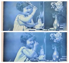ママのまねっこ — 小さなレディの鏡ごし　少女 109　フランス ヴィンテージ ポストカード　アンティーク