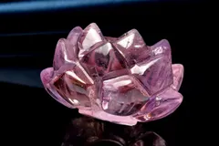 【１点物】繊細彫刻 アメトリン　37x37x24mm　睡蓮花彫刻 台座 置物 _CG6332【宅急便】