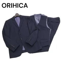 ORIHICA オリヒカ 通年★ ストライプ 3ピース セットアップ スーツ リバーシブル ベスト Sz.Y5　メンズ ネイビー ビジネス