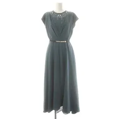 ガール GIRL ベルト付きカシュクール風レース切替フレア結婚式パーティードレス ワンピース ロング S スモークブルー /DF ■OS