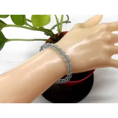 天然石 ブルートパーズ6.4mm～6.7mm玉ブレスレット 内周17.0cm 　　　240101623