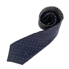 LANVIN　ランバン　ネクタイ　ネイビー　ドット　水玉　シルク