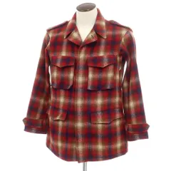 【中古】エムズブラック m's braque ウール チェック ミリタリージャケット レッドxネイビー【サイズ表記なし（L位）】【メンズ】のサムネイル