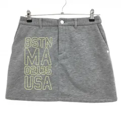 【超美品】ニューバランスゴルフ スカート グレー×蛍光イエロー 裏起毛 プリント レディース 1(M) ゴルフウェア New Balance