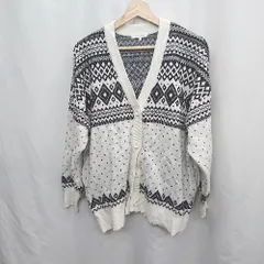 ◇ ⊆ グローバルワーク カジュアル 長袖 ニットカーディガン サイズL ホワイト系 メンズレディース E  【1505220001268】