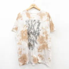 XL/古着 半袖 ロック バンド Tシャツ メンズ キッス KISS 大きいサイズ クルーネック ベージュ他 カーキ タイダイ 25jul14 中古