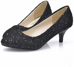 Beaumens(ビューメンス) 総 レース パンプス フェミニン レディース シューズ 靴 くつ(ブラック,  23.5 cm E)