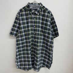 NAUTICA 半袖シャツ ネイビー/イエロー チェック ビッグサイズ【メンズ2XL】