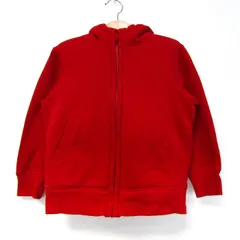 ユニクロ パーカー トップス ジップアップ スウェット 裏ボア キッズ 男の子用 110サイズ レッド UNIQLO 【中古】