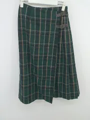 ◇ NATURAL BEAUTY BASIC チェック 膝下丈 タイト ナロー スカート サイズXS グリーン ブラック マルチ レディース E  【1303240001745】