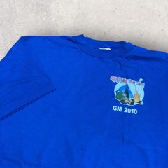 US古着 POSITIVE IDENTITY キャンプ Camping is in Tents アウトドア Tシャツ 2XL ブルー