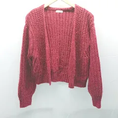 ◇ earth music&ecology 編みニット 前ボタン閉め無し 長袖 カーディガン サイズF ピンク レディース E  【1304120029507】