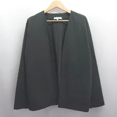 ◇ ⊂Φ THE SHOP TK ザショップティーケー 薄手 ノーカラー 長袖 ジャケット サイズL ブラック レディース E  【1504240015934】