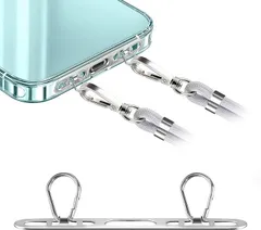 takyu ストラップホルダー ダブルリング 極薄0.4mm・丈夫なステンレス製Tag Holder落下紛失防止 片掛け ケース底部に挟む 充電や通話品質に影響なし 首掛け 斜めがけ 携帯ストラップ(シルバー「金属本色」)