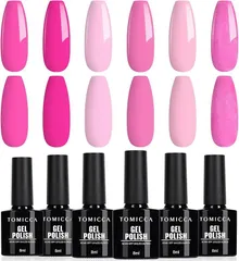 TOMICCA ジェルネイル ピンクジェルアート6色 8ml ジェルネイルポリッシュ あり UV・LED必要 ポリッシュタイプ セット 初心者＆プロ適用(ピンクシリーズ)