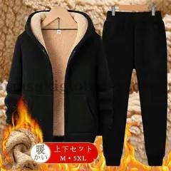ゴルフ セットアップ メンズ 上下セット スウェット 裏起毛 暖かい 保温 カジュアル ブラック 秋 冬 ジャージ パーカー 厚手 スポーツ 防寒 xzjhzeh#