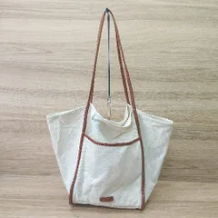 ◇ TOPKAPI トプカピ キャンバス 大容量 カジュアル シンプル ハンド トートバッグ アイボリー ブラウン レディース E  【1405140027556】