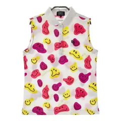 サイズ：1 PEARLY GATES パーリーゲイツ  ノースリーブポロシャツ ニコちゃん総柄 ホワイト系 [240101456129] ゴルフウェア レディース ストスト