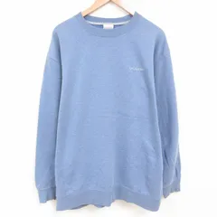 XL/古着 コロンビア 長袖 スウェット メンズ ワンポイントロゴ 大きいサイズ クルーネック 薄紺 ネイビー 霜降り 25may28 中古 スエット ト