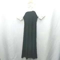 ◇ ⊂ NATURAL BEAUTY BASIC ナチュラルビューティーベーシック 半袖 膝下丈 ワンピース サイズM ブラック系 レディース E  【1411280014479】