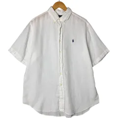 古着 ラルフローレン Ralph Lauren CLASSIC FIT 半袖 リネン ボタンダウンシャツ メンズL相当/eaa557786