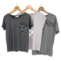 レディース 半袖Tシャツ グレー 3枚セット Kiwasylphy キワシルフィー nu エヌユー 古着 さらさら 涼しい カットソー フレンチスリーブ