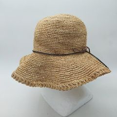 美品ほぼ未使用HELEN KAMINSKI ベージュ 広つばラフィアハットリボン