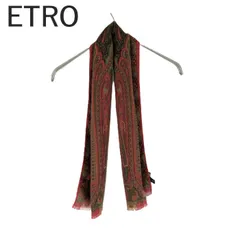 エトロ ETRO ストール スリム ペイズリー系 シルク混 柄 おしゃれ レッド 赤系