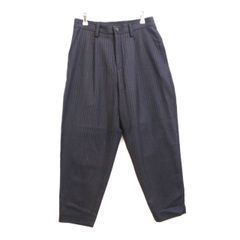 【中古A】SHIPS シップス S メンズ スラックス 1タック ペンシルストライプ ワイドテーパードスラックス ウエスト背面ゴム 紺 中古A 古着