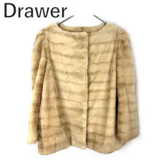 【美品】Drawer　ドゥロアー　ダウン　ファー　シルク　ダークネイビー　希少 アンドクチュール AND COUTURE FOXファー付きショートダウン