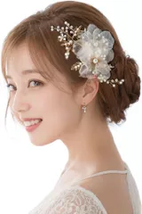 TIGLOSS 髪飾り ヘアアクセサリー 結婚式 ヘッドドレス 花嫁 大きめ パール 髪留め 和装 ヘアピン ヘアクリップ コーム まとめ髪 おしゃれ 大人 専用BOX付(タイプA)