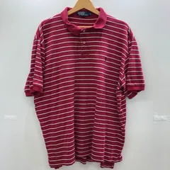 Polo by Ralph Lauren/ポロバイラルフローレン 90年代 半袖ポロシャツ ボーダー ポニー刺繡 スリランカ製 メンズ XL レッド