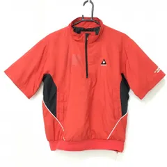 【美品】ルコック 中綿半袖ブルゾン レッド×黒 ロゴ刺しゅう ハーフジップ  メンズ M ゴルフウェア le coq sportif