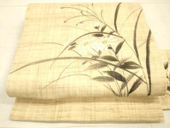 夏物 麻 作り帯 つけ帯 手描き葡萄蔦の葉 - メルカリ
