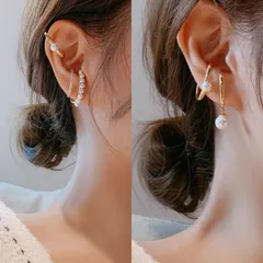 おしゃれ　パール イヤーカフ 韓国　4点セット　お洒落 パール イヤーカフ